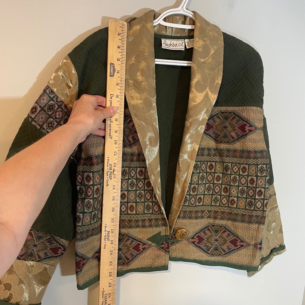 Flashback Vintage Tapestry Patchwork Jacket Green… - image 6